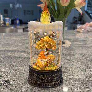 Fall Snow Globe Lantern Lighted Gnome Turkey Candle Shape‎ Thanksgiving